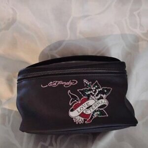 Ed Hardy ~ black cosmetic / makeup bag
